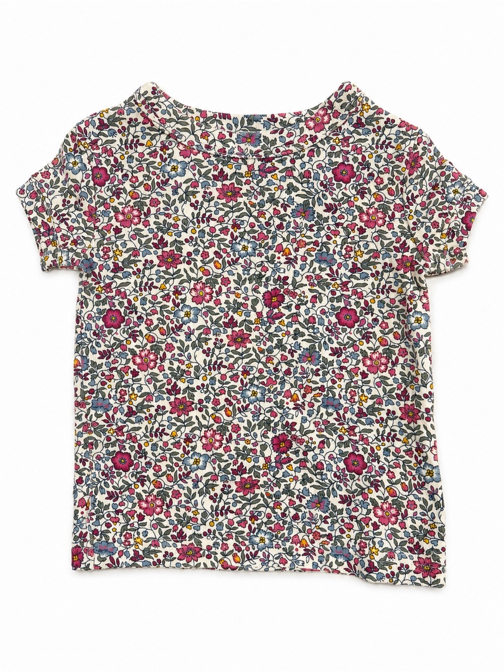 GAP Kids Floral Short Sleeve Tee - White with Pink and Blue Flowers
